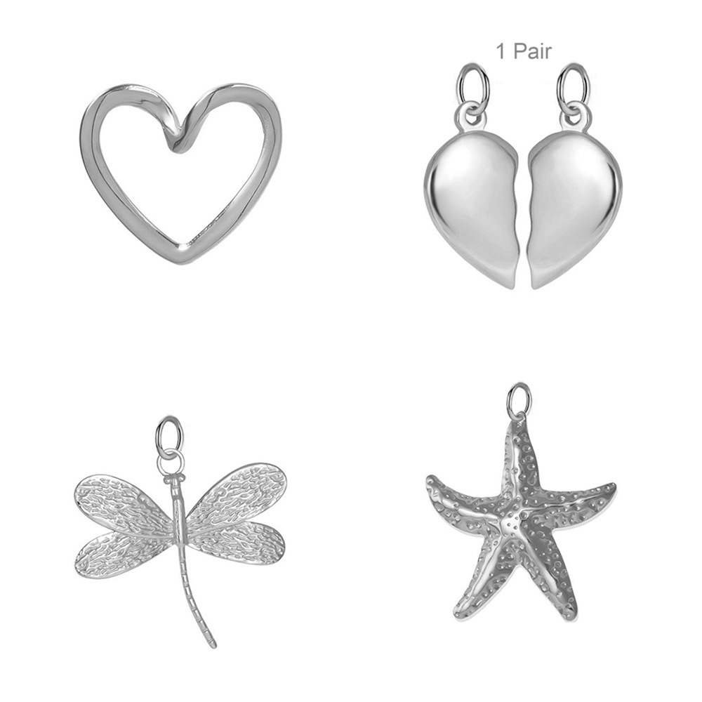 PVD Coated Gold Plating Process Pendant, Chain Jewelry Making Type 1 Piece 304 Stainless Steel PVD Coated 18K Gold Real Gold Plated Heart Shape Dragonfly Shell Polished Pendant Chain DIY Jewelry Accessories