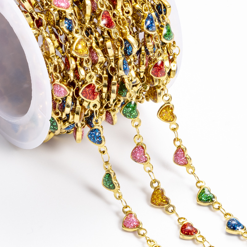 1 Piece Quantity 1 Piece 304 Stainless Steel 18K Gold Plated 1M Chain Chain Retro Classic Style Heart Shape