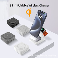 Source Factory 3-in-1 スタック ワイヤレス充電器 i-phone ヘッドフォン、時計、その他のブランドの携帯電話用
