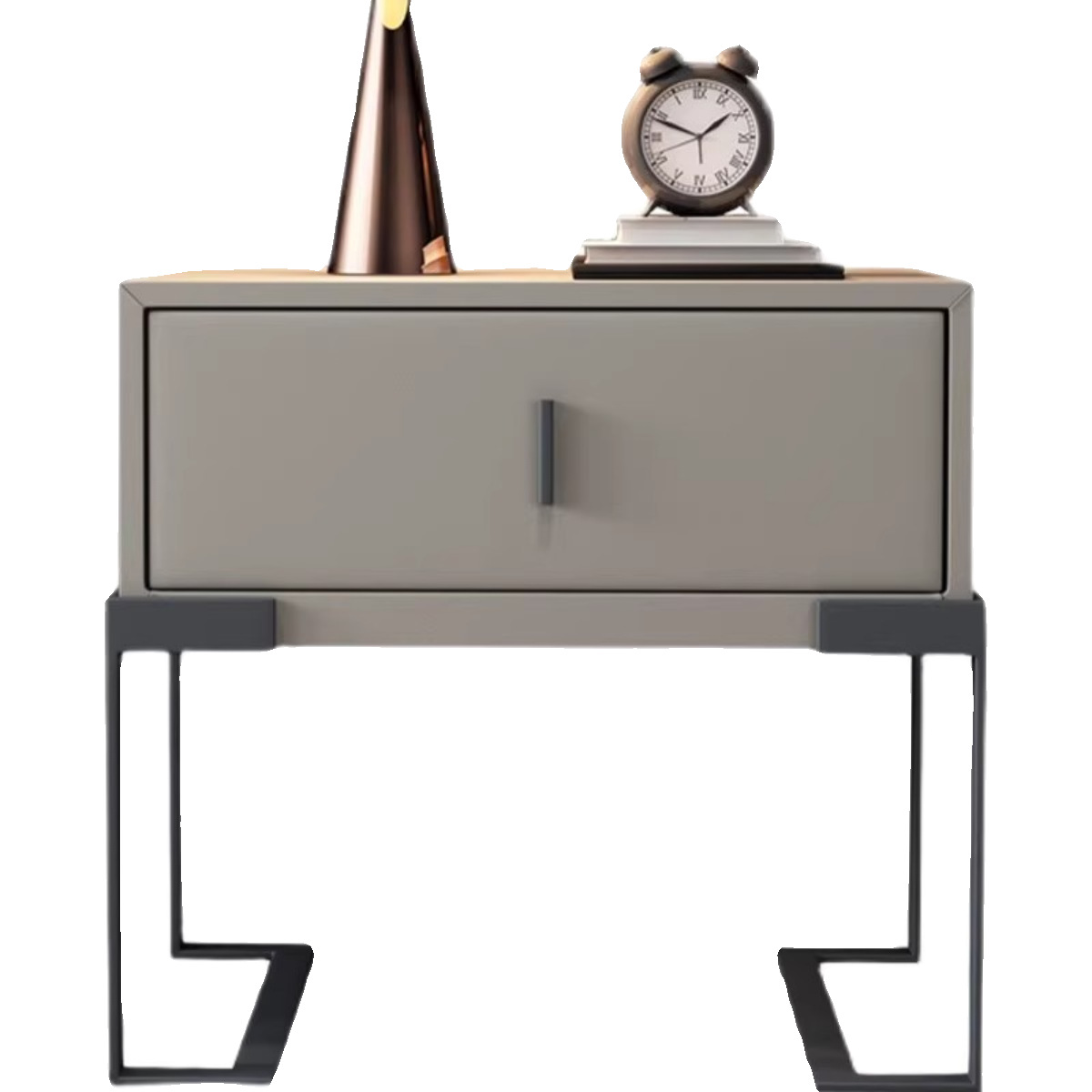 Moderna mesa de cama de lujo ligera italiana minimalista diseño de hierro forjado de madera maciza alta sensación de dormitorio cuero dormitorio gabinete de cama