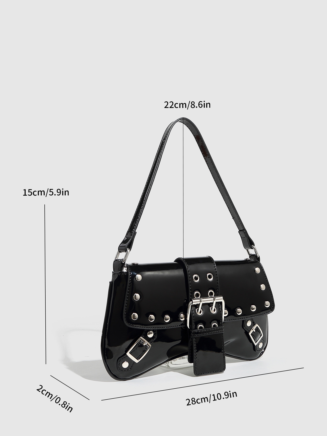 Streetwear Style Square Shape Medium Size Women's Medium Pu Leather Solid Color Streetwear Square Magnetic Buckle Baguette Bag