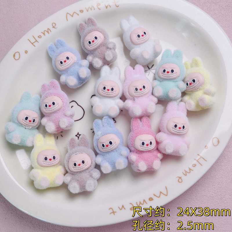 可爱立体植绒La布布站姿坐姿通孔串珠diy手工挂件萌粒饰品配件|undefined