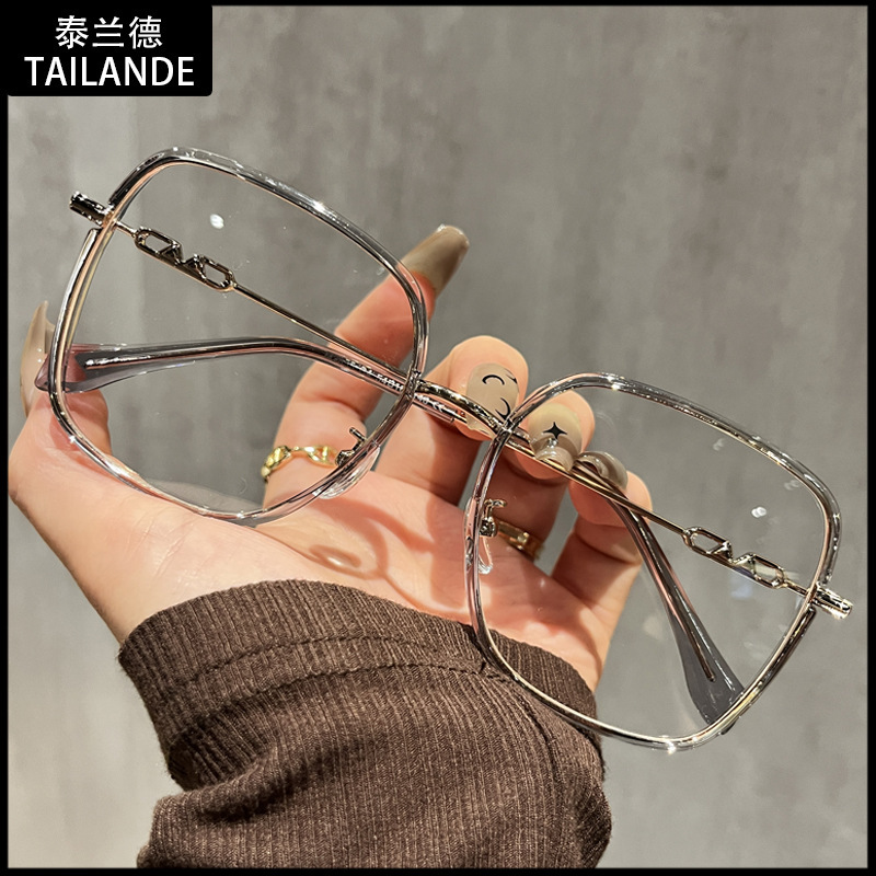 2855 Ultra Light TR90 Square Large Frame Glasses Frame Women's Plain-made Artistic Glasses Frame All-match Big Face Glasses Frame
