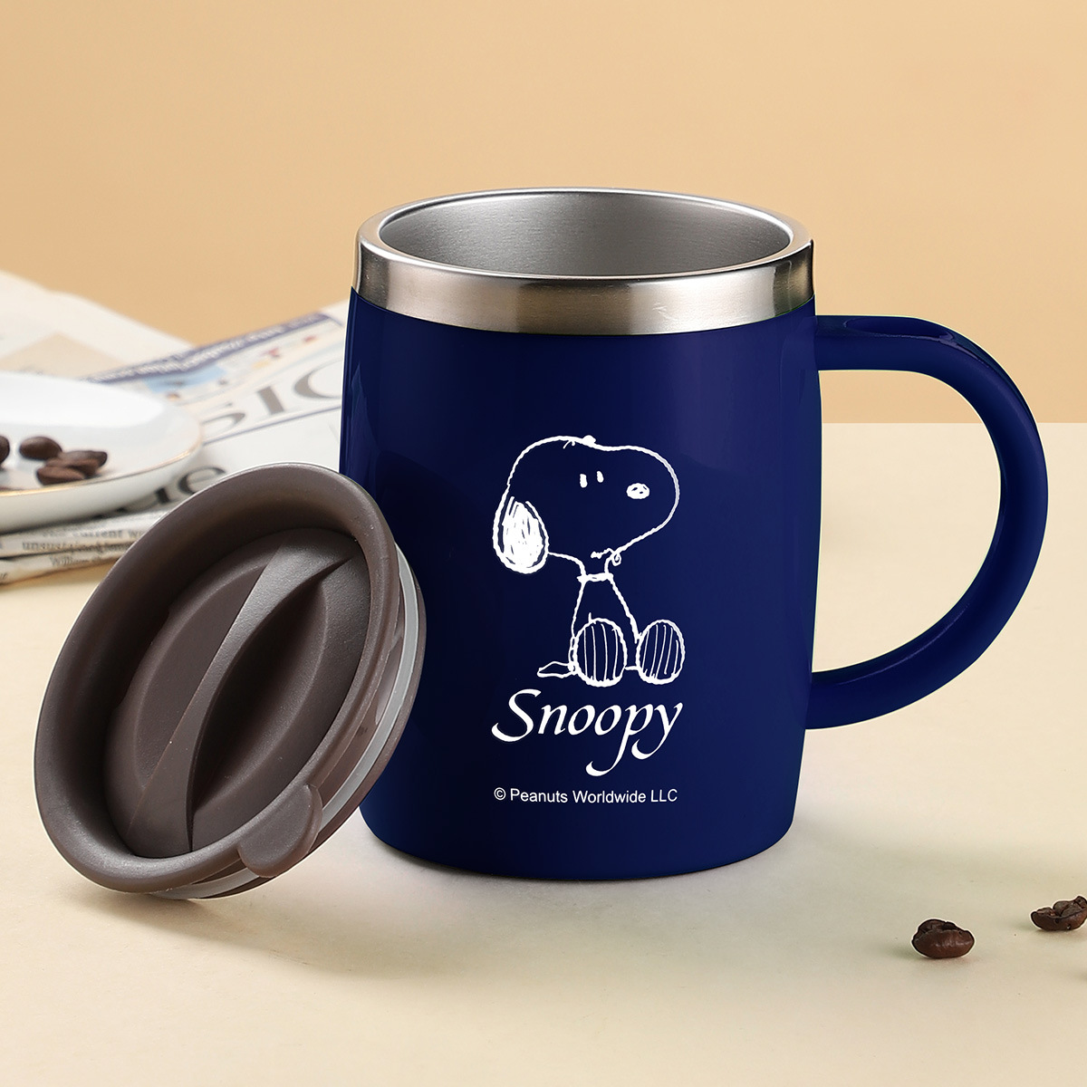 Snoopy 304 taza de acero inoxidable con aislamiento creativo beber taza de café con tapa Oficina taza de té DIY