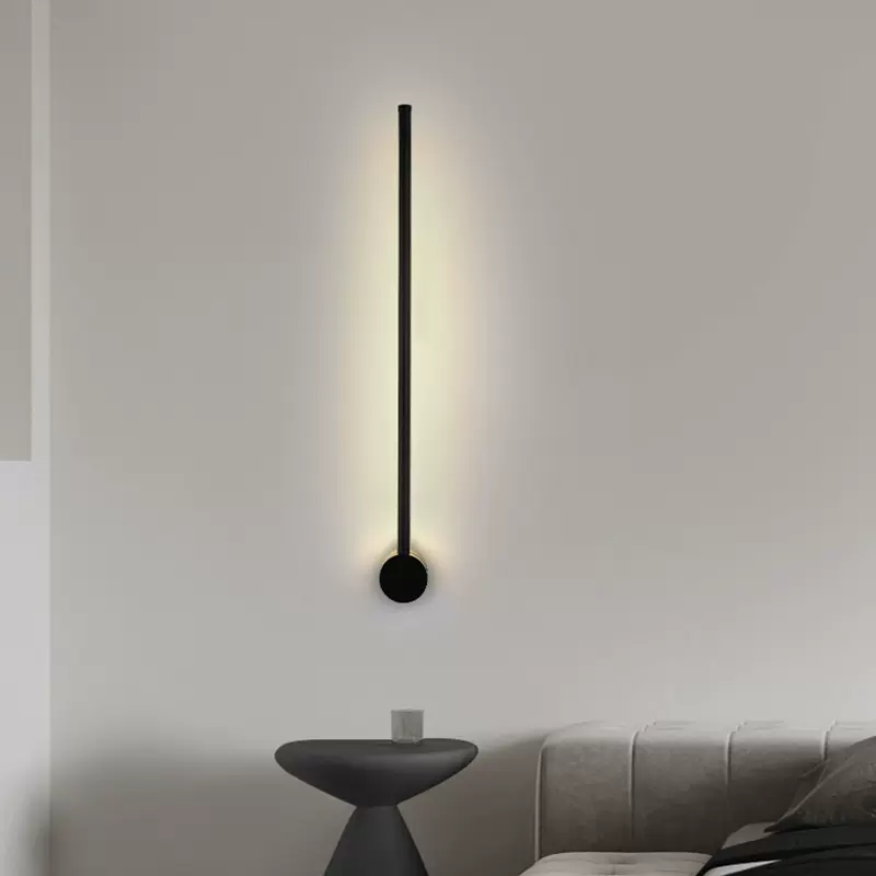 单双头极简线条一字壁灯卧室床头电视背景墙走廊室内简约铝材亚克