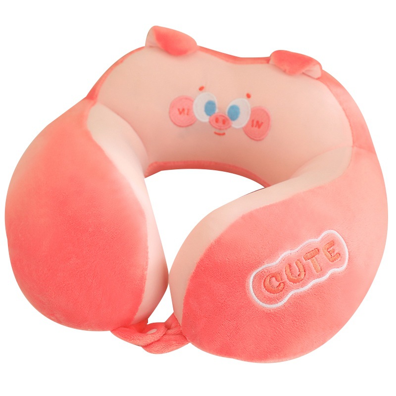 Círculos animados doble jorobas en forma de U almohada de viaje artefacto aviones almohada de cuello para dormir almohada de almuerzo para estudiantes