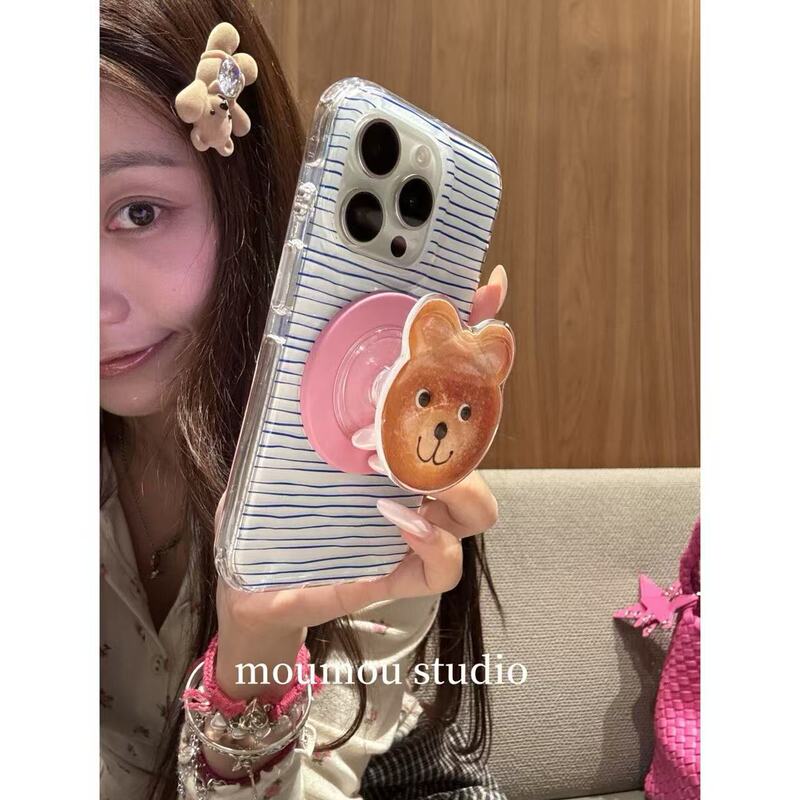 简约涂鸦蓝线条小熊磁吸适用于苹果16promax手机壳15保护套1413女|undefined