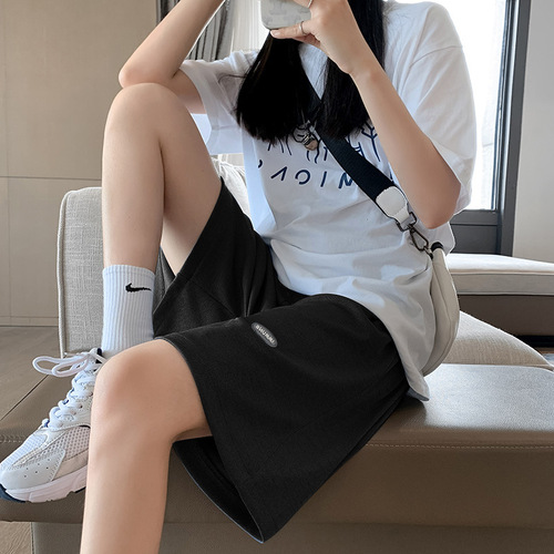 Maternity shorts women's summer thin outer wear five-point pants large size casual loose high-waisted wide-leg pants mid-pants