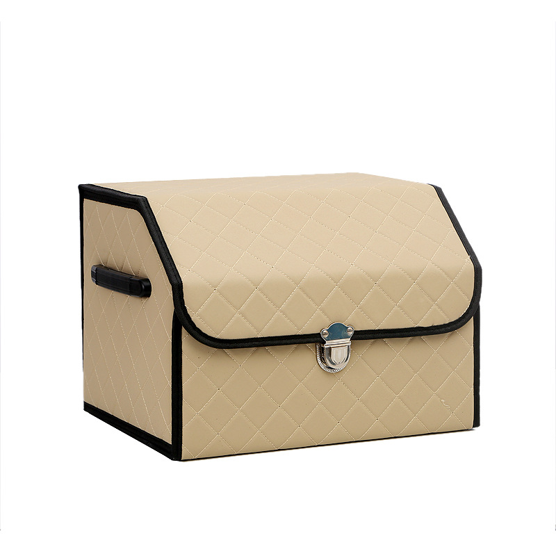 Foldable car storage box, car trunk organizer, leather car storage organizer