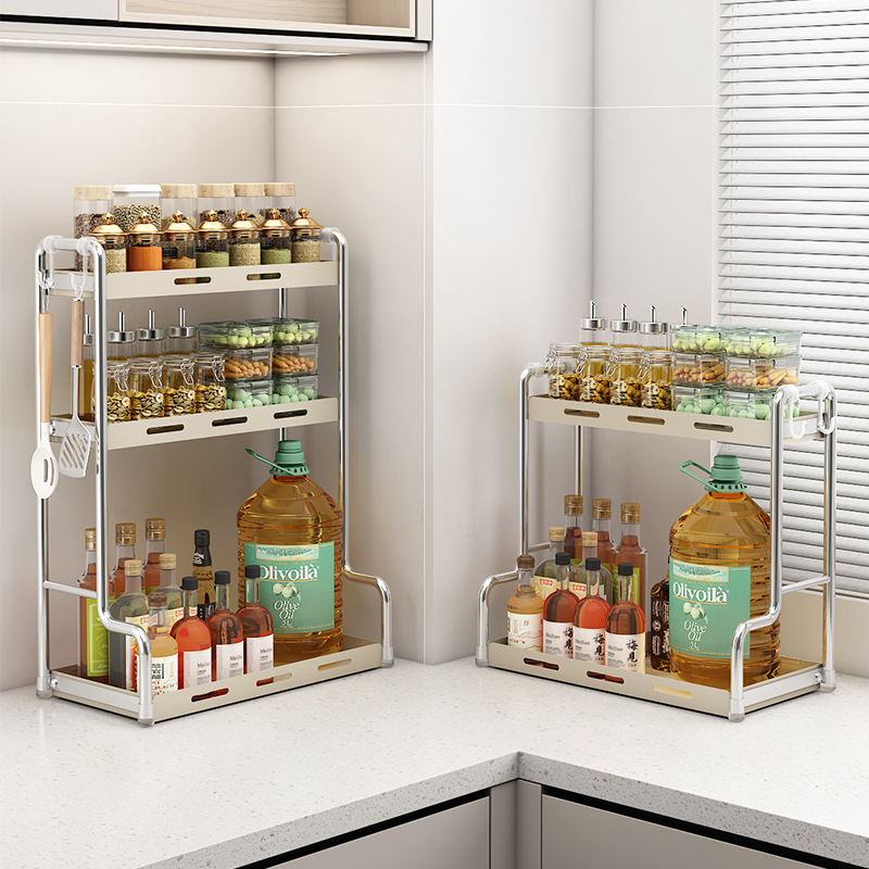 Estante de almacenamiento de condimentos de cocina con estante de almacenamiento multicapa para estante de condimentos doméstico multifuncional