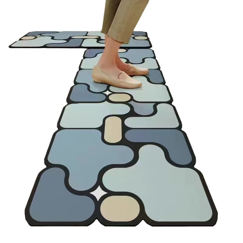Tapis de sol de cuisine créatif en forme de puzzle, absorbant la boue de diatomées, tapis doux à séchage rapide, tapis de porte d'entrée de maison, tapis de salle de bain antidérapants_voghion.com