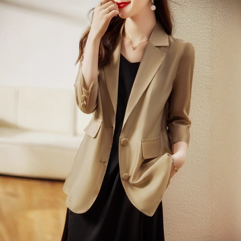 Light and Thin Sunscreen Tencel Suit Jacket Women's Summer 2024 New High Sense Fashion Elegant Casual Suit Jacket