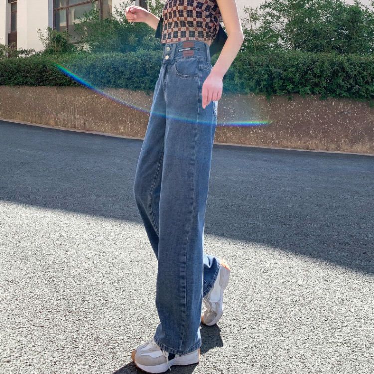 High-Waisted Women's Jeans 2025 Spring/Summer New Design Loose Versatile Korean Style Slimming Vintage Wide-Leg Pants Trendy