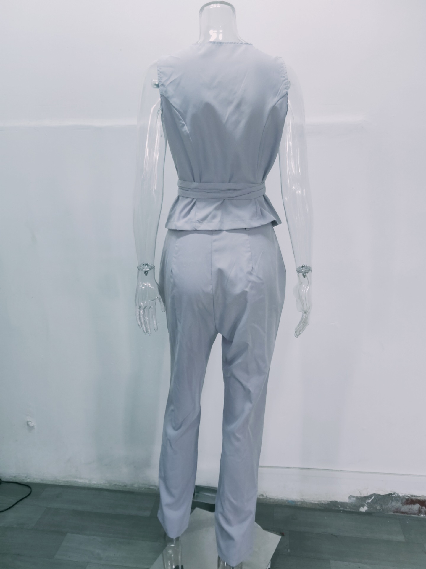 Polyester Fabric Type Office Cocktail Party Women's Business Formal Solid Color Polyester Pocket Pant Co-ord Set