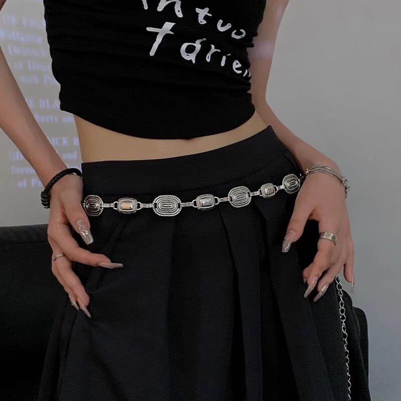蝴蝶腰链女配裙子金属链条复古裤链配银色细腰带腰封连衣裙收腰|undefined