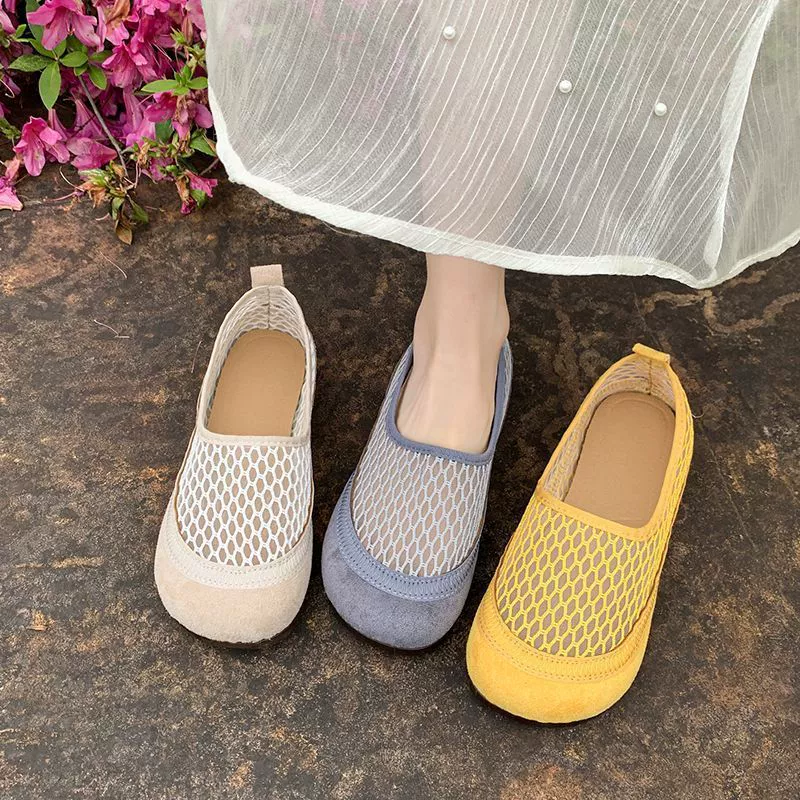 2025 новые летние туфли для мам, женские туфли в китайском стиле, мягкая подошва, нескользящие, удобные, дышащие сетчатые туфли-лодочки