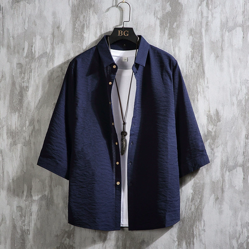 Summer Solid Shirt, Cotton-Linen Oversize, Plus-Size Casual Button-Up (M–7XL)