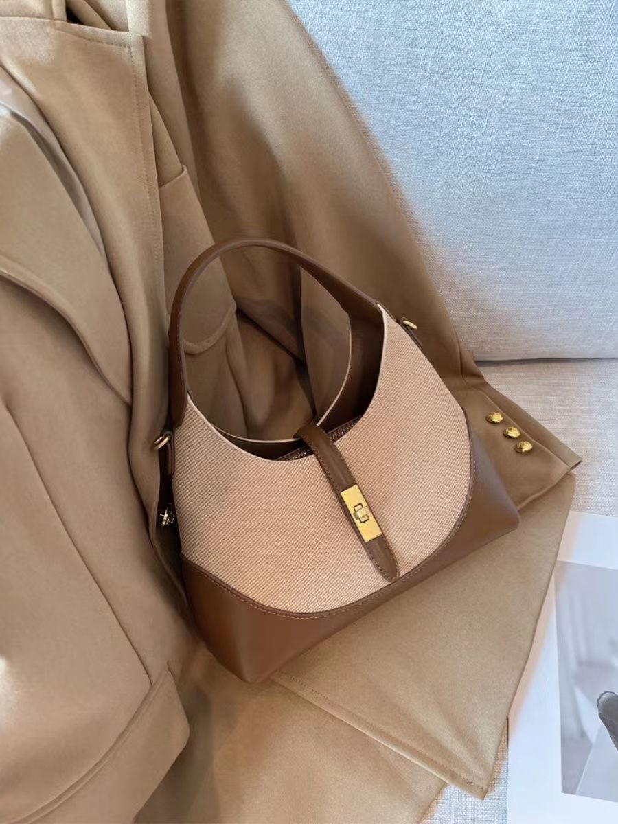 701g Weight Synthetic Leather Lining Material Zipper, Lock clasp Closure Type Single Shoulder Strap Strap Type Shoulder Bag Bags Type Casual, Daily, Shopping Occasion Pu Leather Material Splicing, Solid Color Pattern All Seasons Season Women's Gender Classic Style Style Dumpling Shape Shape Women's Pu Leather Splicing Solid Color Classic Style Dumpling Shape Zipper Lock Clasp Shoulder Bag 12