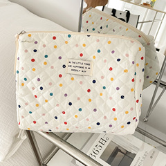 Colorful polka dot cosmetic bag storage bag cotton female student portable large capacity clutch bag quilted travel bag