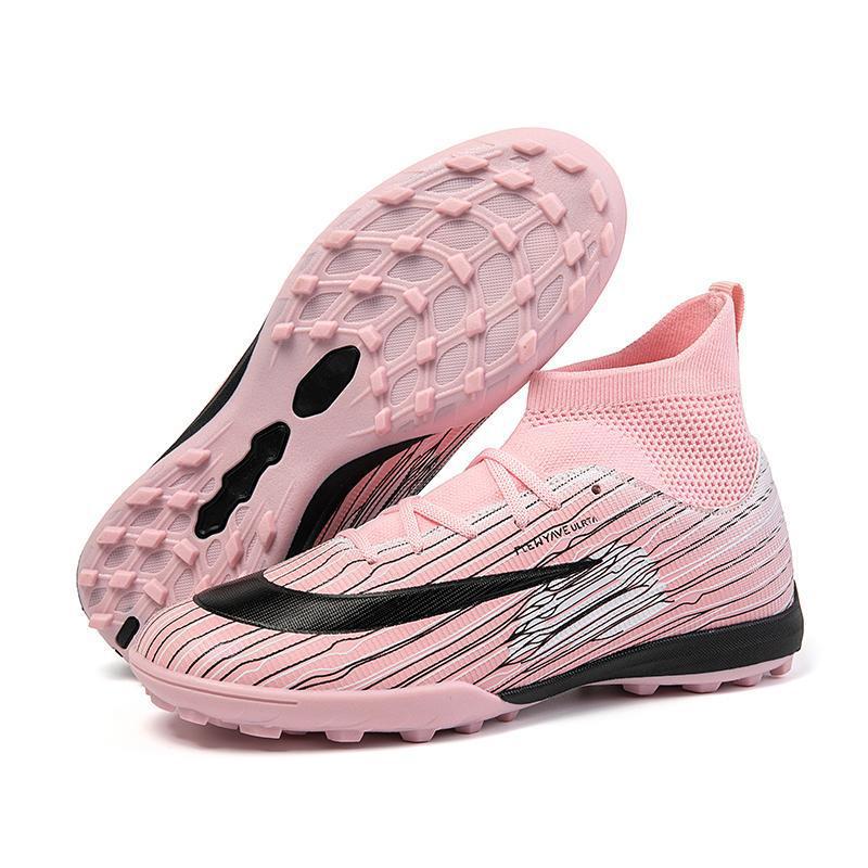Zapatos de Fútbol de Caña Alta con Tacos TF para Niños de Cuero PU y TPU, Ligero, para Césped Artificial
