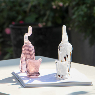 Nordic Art Coloured Glaze Xiaohua Cat Light Luxury Decoration Living Room Creative Cat Personality Wine Cabinet Entrance Desktop Atmospheric Ornaments