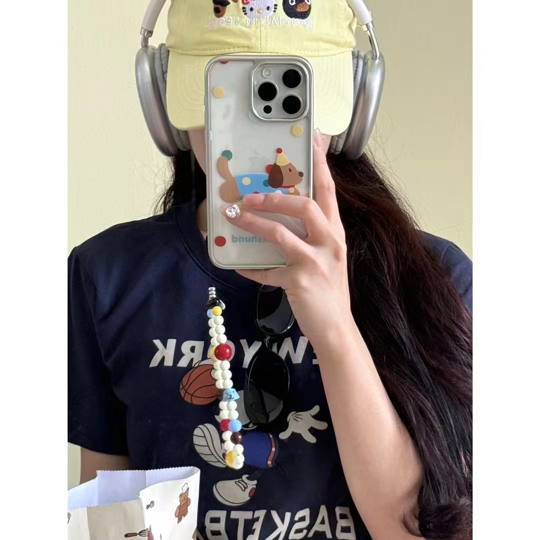 Perro salchicha de lunares acrílicos estilo ins para iPhone14/15ProMax Apple 13 funda para teléfono móvil 12 hembra 15