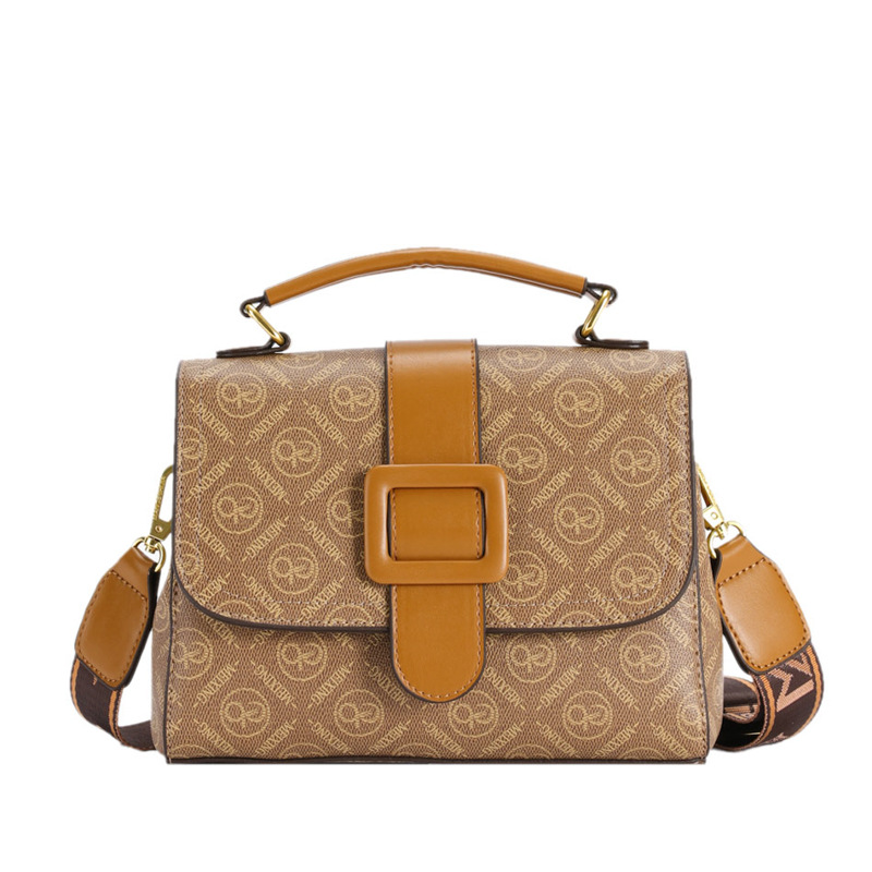 Fransız niş tasarım kadın 2023 yeni moda baskılı taşınabilir küçük kare geniş bant tek omuz çapraz çanta_voghion.com