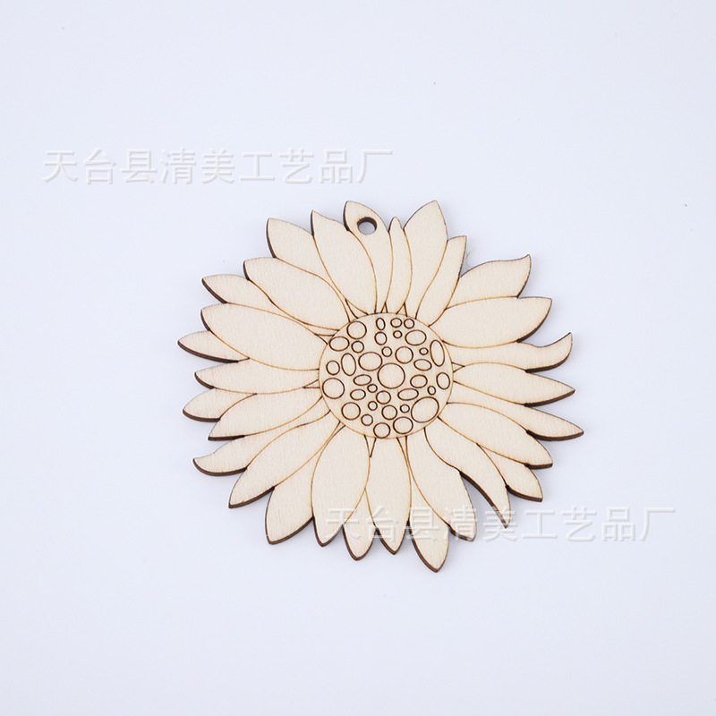 Madera de dibujos animados planta insecto pieza de madera colgante decoración niños pintado a mano material de pintura de bricolaje