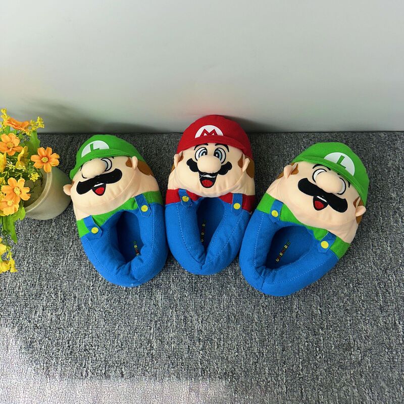 Cross-Border Hot-Selling Game Peripherals Mario Mushroom Brothers Plush Slippers Home Warm Bag and Autumn and Winter Cotton Slippers