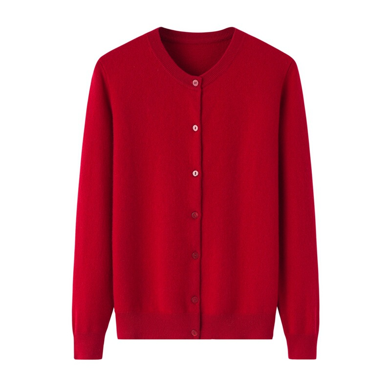 Commuter Solid Color Single-breasted Loose Large Size Knitted Korean Round Neck Base Shirt Cashmere Sweater Cardigan Jacket