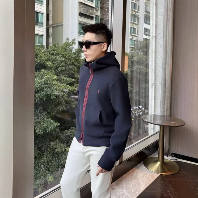 秋季新款潮流高品质男士休闲百搭时尚设计感图案刺绣连帽拉链卫衣|undefined