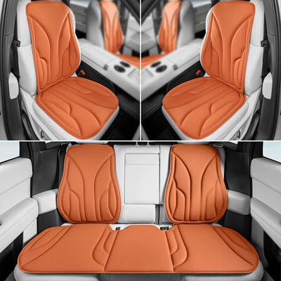 Breathable and Non-Slip, Direct Sales from | Four Seasons Pad - love-horse-orange-7-piece-set-front-and-rear-seat-cushions-4-backrests-luxurious-anti-fouling-leather-latex-cotton-core-not-tired-after-sitting-for-a-long-time