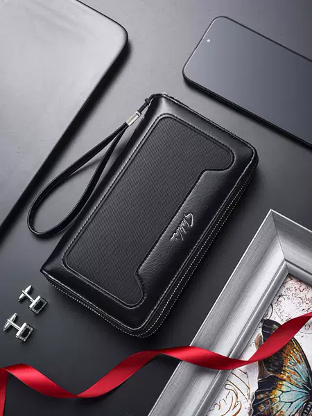 2026 New Men's Handbag, Business Casual Long Zipper Clutch Bag, Multi-Card Slot Mobile Phone Wallet, Factory Direct Supply