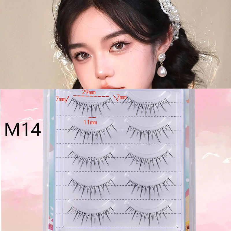 Suministro directo de fábrica transfronteriza natural larga Cruz gruesa japonés 3D afilado tallo transparente Luna doblar pestañas postizas