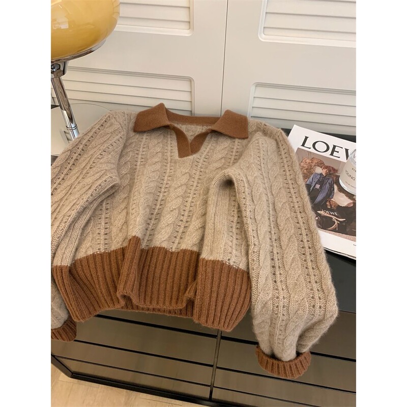 Summer New Pullover Sweater for Women, Japanese Retro Lazy Fake Two-Piece Collar, New Style Loose Top, Picture Color Ice Silk Summer New Pullover Sweater for Women, Japanese Retro Lazy Fake Two-Piece Collar, New Style Loose Top, Picture Color Ice Silk