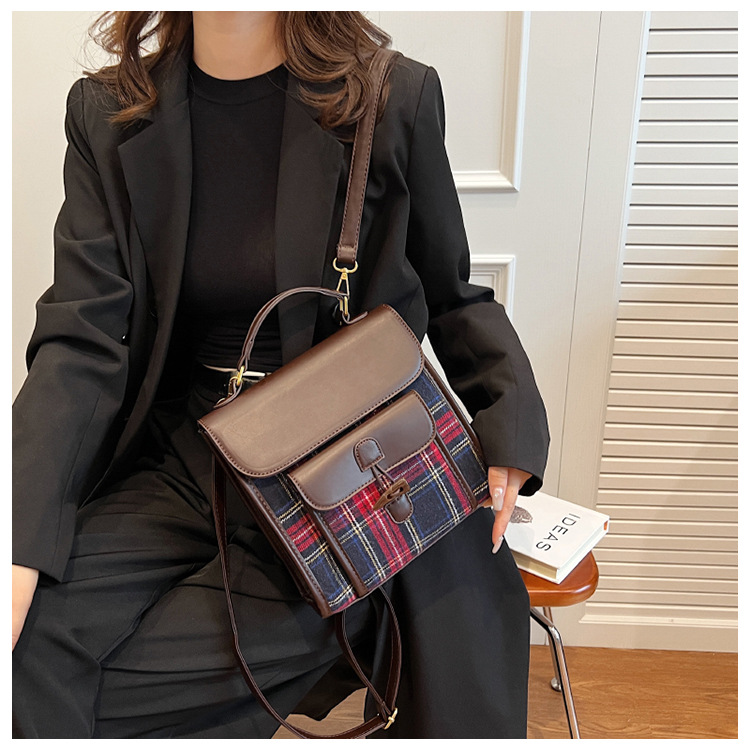 Naiste ruuduline crossbody seljakott sügis- ja talvehooajaks_voghion.com