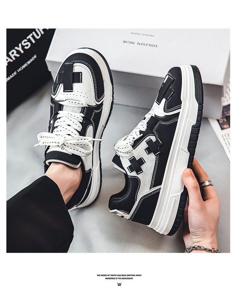 Men's Casual Sneakers White Platform Comfortable Trendy Shoes_voghion.com