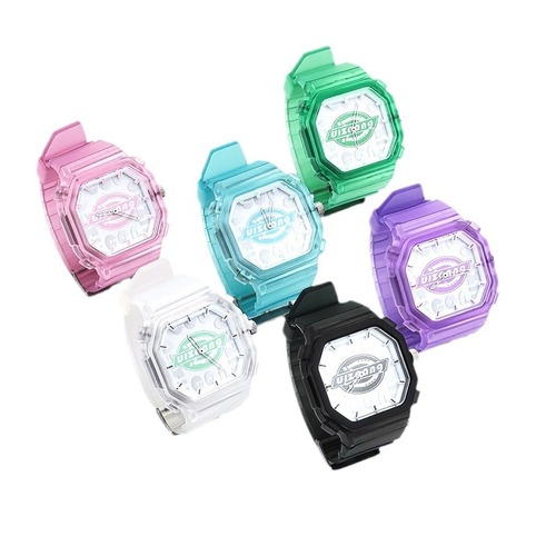 2024 solid color watch fashion casual male and female primary and secondary school students imitation small square jelly candy color watch