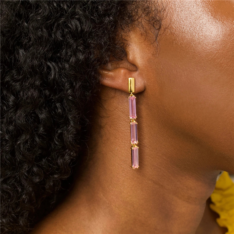 Fashion Tassel Sterling Silver Plating Chain Inlay Zircon Drop Earrings 1 Pair