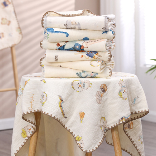 Baby and child quilt soft four-layer gauze absorbent cotton bath towel cover blanket air-conditioning quilt baby and child lock edge towel quilt