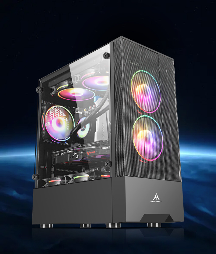 오버워치 M-ATX 블랙 컴퓨터 케이스(팬은 포함되어 있지 않음)