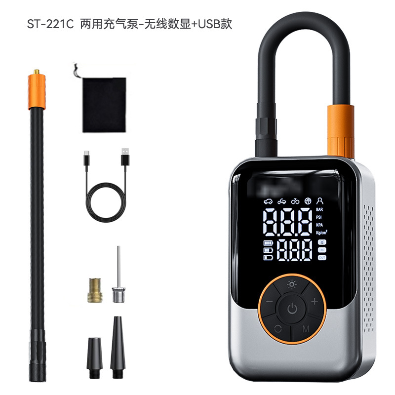 車載空気入れポンプ無線携帯型高圧電動空気入れ自動車用空気入れポンプタイヤ測定タイヤ圧ダブルスクリーン
