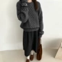 圆领套头女士宽松羊毛衫