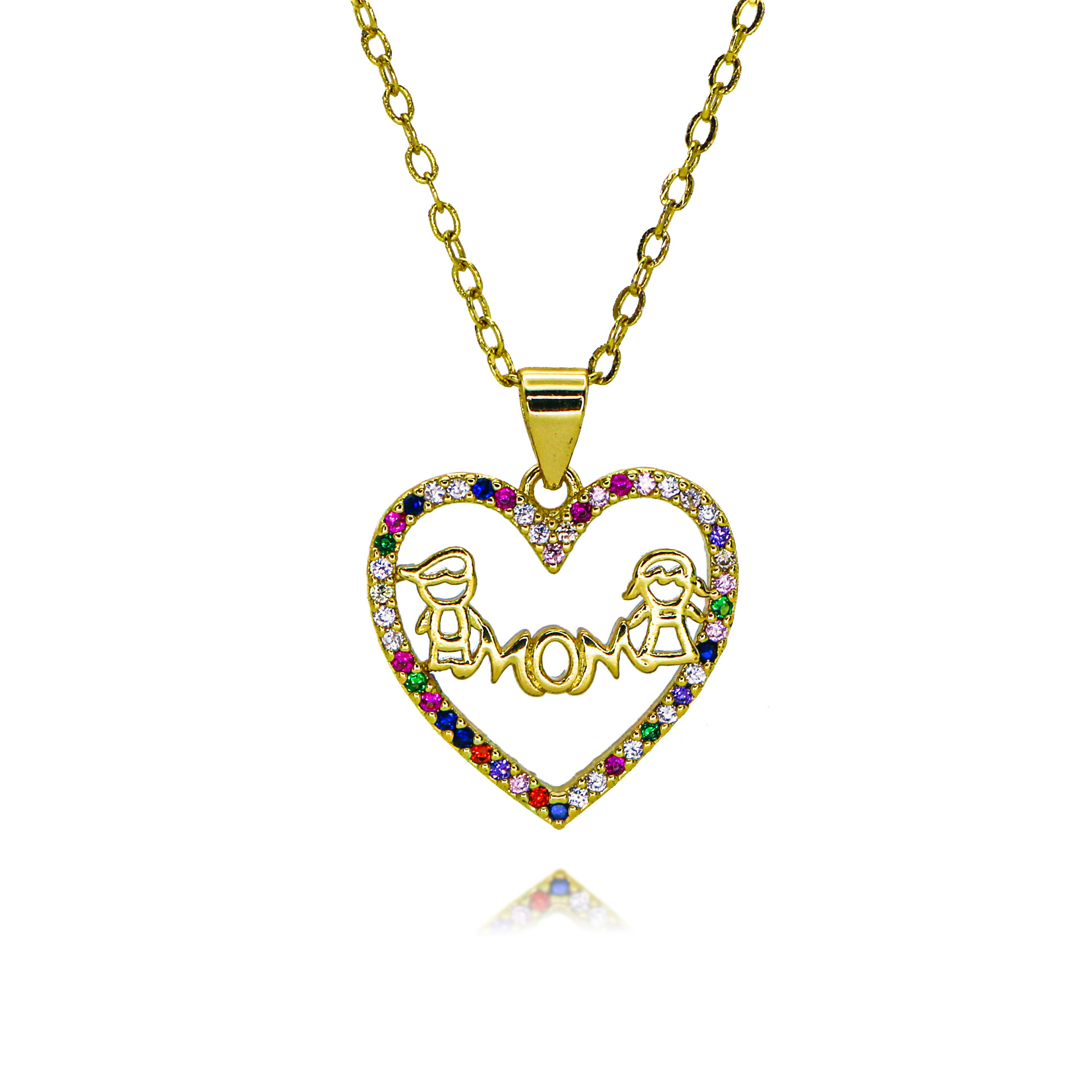 Copper Chain Material Wholesale Jewelry Simple Style Classic Style Letter Heart Shape Copper Pendant Necklace Cable Chain