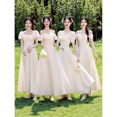 香槟色伴娘服2025新款春季姐妹团婚礼日常可穿小众高级感礼服裙女