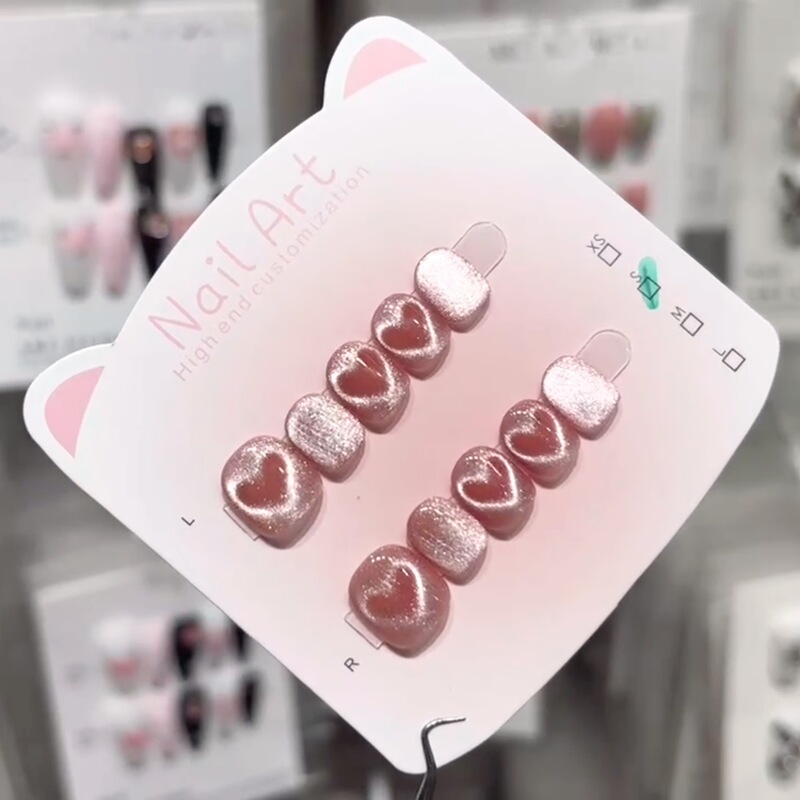 Children's Cat-Eye Manicure, Handmade Wearable Nails with a High-End Feel, Removable Anti-Bite Nails, Cute Little Girl Nail Stickers