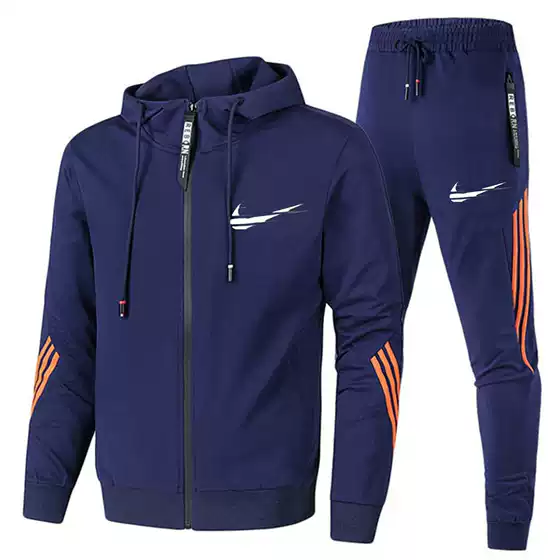 2024 New Men's Casual Zip-Up Jacket Two-Piece Set, Spring/Autumn Sporty Hoodie Suit for Men