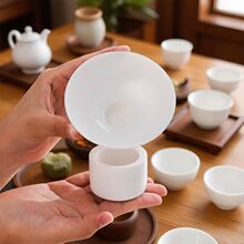 高档白瓷一体茶漏陶瓷茶叶茶滤全瓷茶具配件茶器泡茶过滤器定制