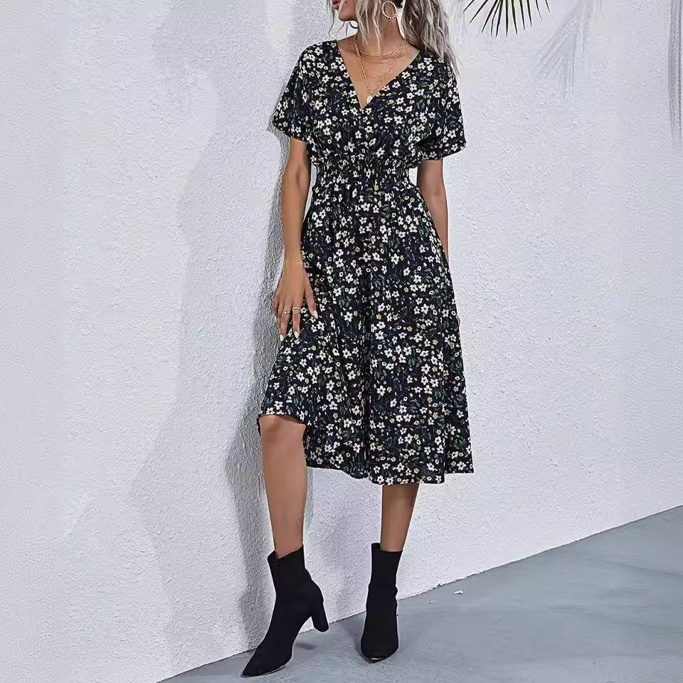 現物は長期的にアマゾンwishebay国境を越えた女装夏の小さな花のプリントワンピースを出荷している