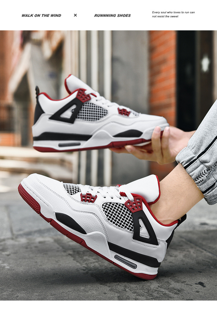 Giày thể thao nam AJ4 phong cách đường phố, sneaker unisex dễ phối đồ — AJ4 đen xám chi tiết 30